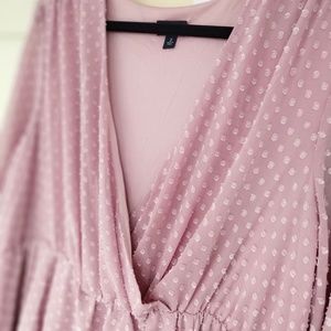 Torrid Chifon Blush V-Neck Polka Dot Texture Dress